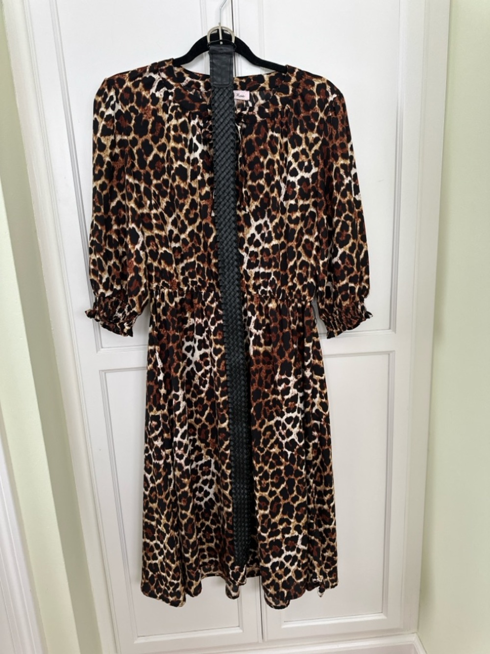 Harlow & Rose Leopard Print Midi Dress - Brown & Black